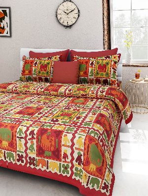 Red Colour Polka PrintsBedsheetcotton bedsheetjaipuri bedsheet