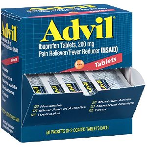 Advil (50 Packets of 2 Capsules) Pain Reliever/Fever Reducer Coated Tablet, Individually Sealed, 200