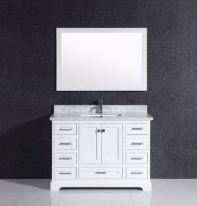 Floor Mounted White Lacquer 48 Inch Wide Bathroom Vanity