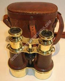 Brass Binocular with Leather Cover