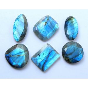 Natural Blue Labradorite Faceted Cabochon Mix Shape