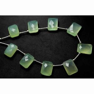 Natural Green Chalcedony Faceted Beads