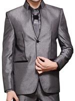 Sharkskin V Neck Party Wear Suit