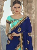 Sizzling Blue And Turquoise Georgette Saree