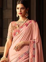 Tempting Pink Silk Saree