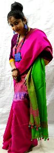 Designer Pure Khadi Linen Middle Border Saree
