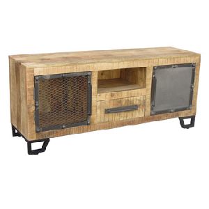 Industrial Iron Wooden 2 Door 1 Drawer TV Cabinet