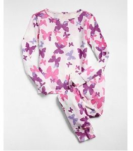 Butterfly printed cotton pajama set for girls