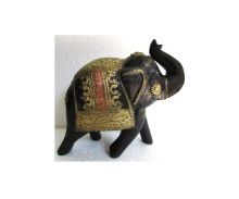 Wooden Brass Fitted Elephant Statue