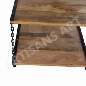 INDUSTRIAL CHAIN LINK SOLID WOOD COFFEE TABLE