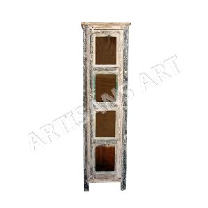 RECLAIMED WHITEWASHED 1 GLASS DOOR CABINET
