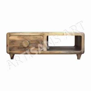 SOLID MANGO WOOD 1 WHITE DRAWER COFFEE TABLE