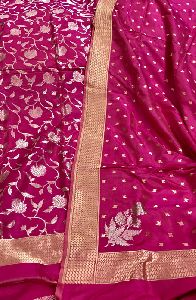 Magenta Hand Embroidered Pure Silk Suit Material