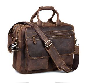 Genuine Handmade Crazy Horse Leather Vintage Office Briefcase Bag