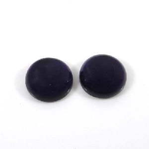 1 Pair African Amethyst 14mm Round Cabochon 17.05 Cts