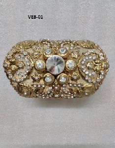 Metal beaded crystals bracelet matching with metal handbag