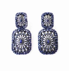 Diamond Earring with Blue Sapphire