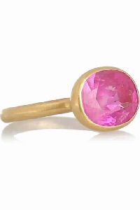 Silver Single Pink Tourmaline Ring