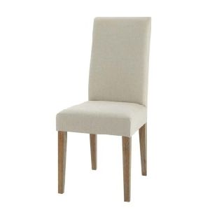 Wood White Fabric Linen And oak chair