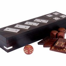 Black Colored Dominoes Game Box with Spinners