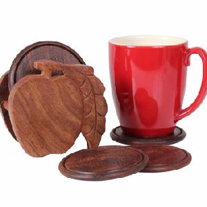 Hand Carved Wooden Coasters Set