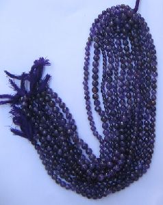 Amethyst plain rd.gem beads