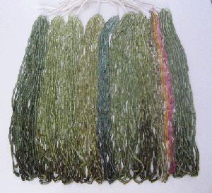 Tourmaline green tube beads