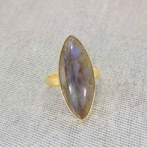 18k Gold Vermeil Labradorite Gemstone Marquise Ring