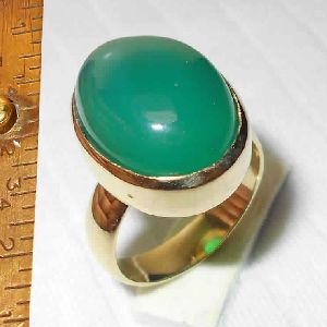 22K Gold Vermeil Green Onyx Gemstone Ring