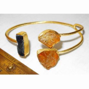 Handmade Citrine and Kyanite Gemstone Cuff Bracelet