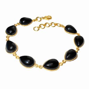 Natural Black Onyx Gemstone Adjust Bracelet