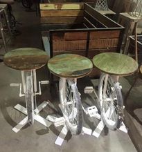 Cycle Bar Stool with reclaimed wood top