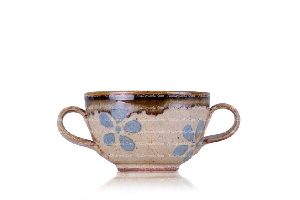 FLOWER GLAZED DOUBLE HANDLE CUP