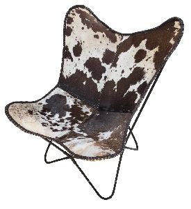 Butterfly Sling Chair, Gaucho Style, Hand Crafted, Stitched Details, Pony Skin Dapple Pattern, Real