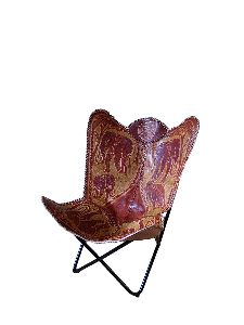 Leather Butterfly Chair with Powder Coating Frame (Brown/Elephant)