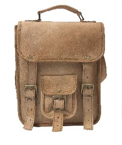 Leather Vertical Sling Bag with Handle Brown 9 x 7 x 3 Inches