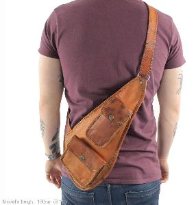 Men\'s and Women\'s Brown Leather Sling Bag By ZNT BAGS