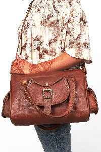 Vintage Handmade Brown Leather Bag