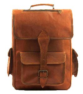 Znt Bags,15" Brown Vintage Leather Backpack Laptop Messenger Bag for College School Office Rucksack
