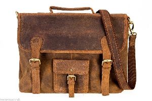Znt bags Leather Full Flap Messenger Handmade Bag Laptop Bag Padded Messenger School Bag
