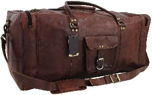 Znt Bags Vintage Leather 24"Inch Brown Duffle Travel Bag/Overnight Bag Weekend Bag Leather Gym Sports Cabin Luggage Bag