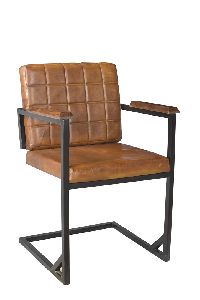 Iron Frame Arm Leather Chair