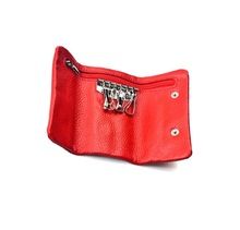 leather multi key pouch with zip closure