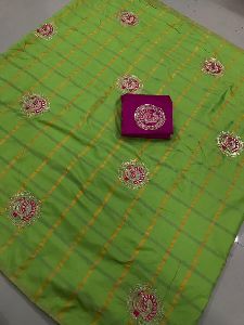 Green Panetar Sana Silk Embroidered Sarees