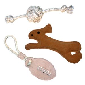 Organic Leather Dog Chew Pet  Squeaker Sound Toys Combo (3 In 1)
