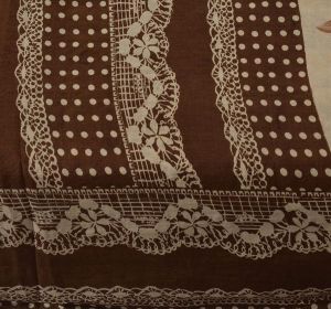 100% Pure Silk Saree Brown White Printed Sari Craft Fabric