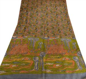Sanskriti indian vintage printed saree pure silk fabric craft multi color sari