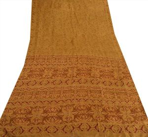 Sanskriti vintage 100% pure silk saree green printed sari paisley craft fabric