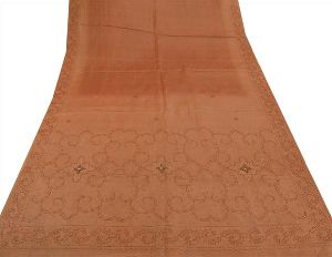 Sanskriti vintage indian 100% pure silk saree hand beaded craft fabric sari
