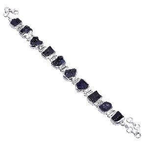 raw sapphire gemstone silver bracelet